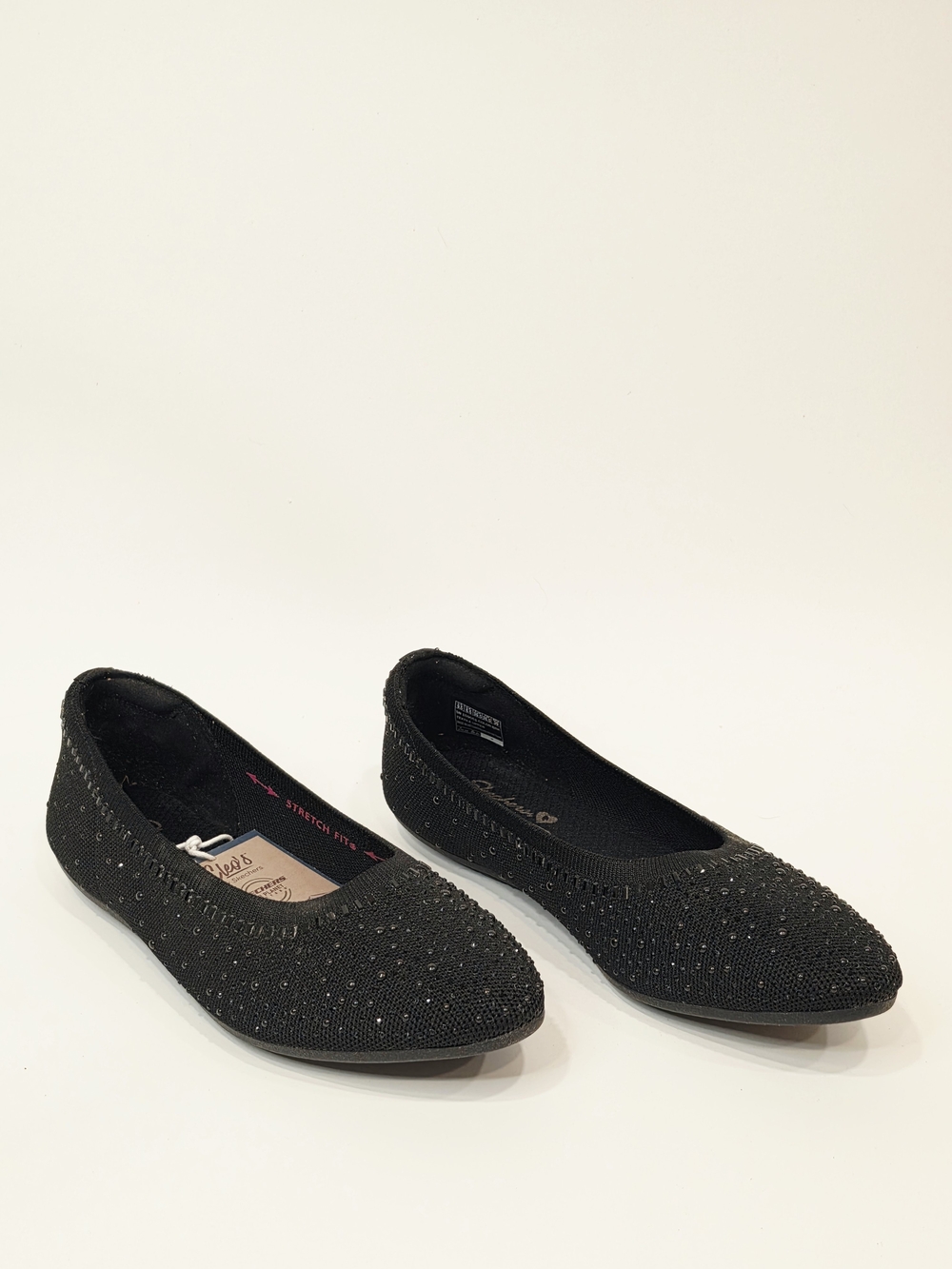 Skechers Women's Cleo 2.0 Glitzy Daze black knit slip-on ballet flat